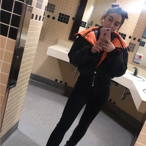 Cropped Orange and Black Puffer